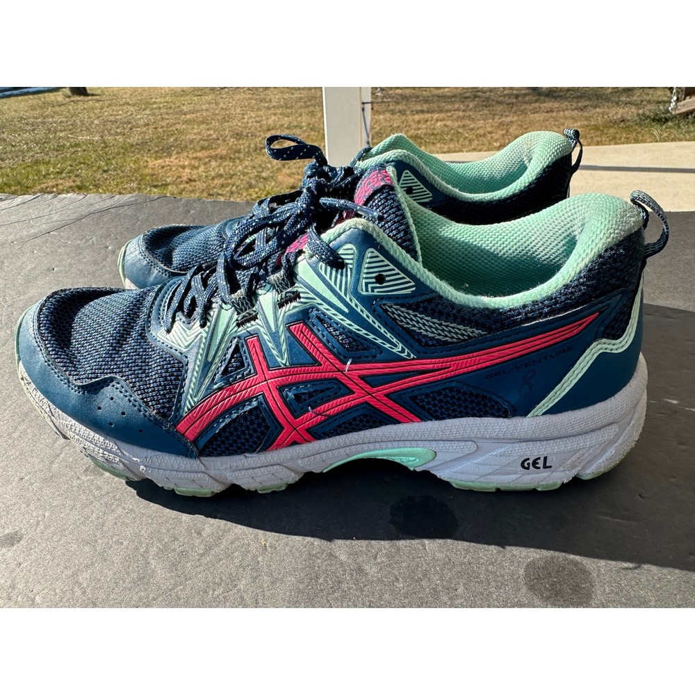 Asics Gel-Venture 8 Women's Trail Running Shoes Blue Pink Mint 1012B230 Size 9